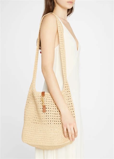 ysl crochet raffia hobo bag|yves saint laurent hobo bag.